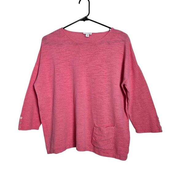 J. Jill Tops - J.Jill Medium Pink 100% Linen Top Women's 3/4‎ sleeves